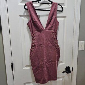 Iris Dusty Rose Lace-Up Mini Dress Size 4